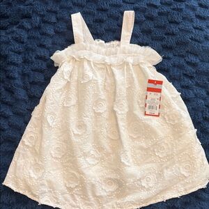NWT Girls White Eyelet Sundress - Sleeveless Ruffle